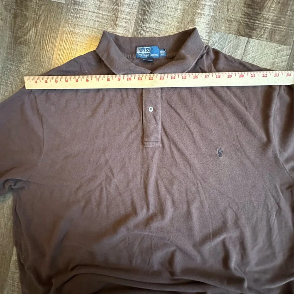 Polo Ralph Lauren Shirt Men's 3XLT Tall Chocolate Brown Pique‎ Polo Black Pony